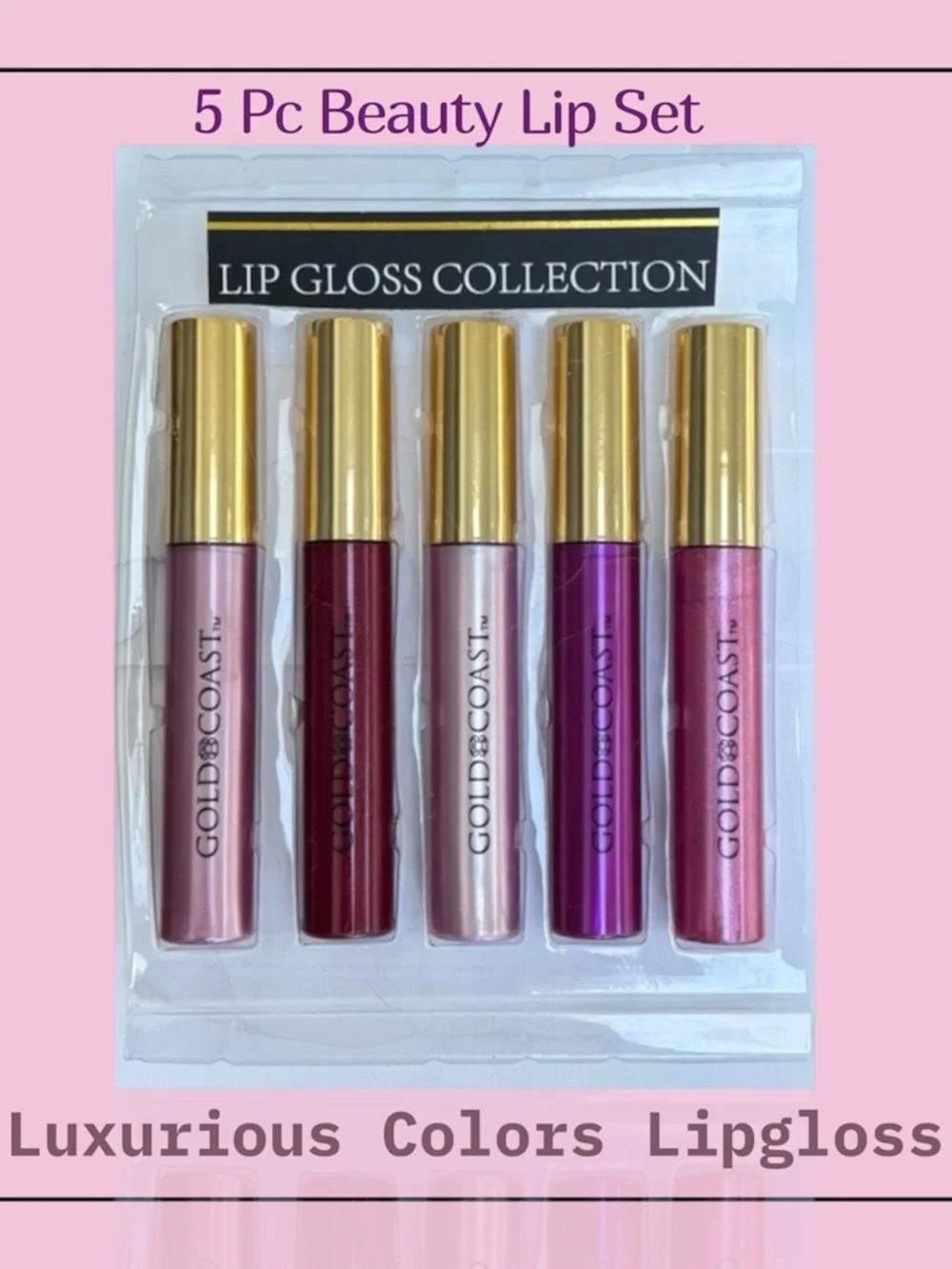 Lip Gloss Set Beauty Bundle Gold Coast Pink Blush Red Merlot Rose Coquette